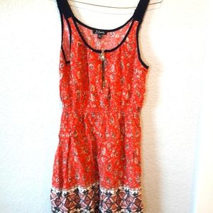 Boho red dress Large fit small